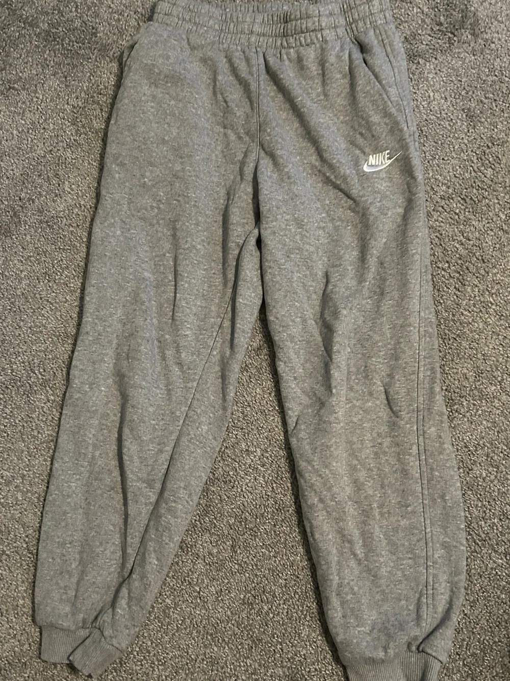Nike Kids Grey Fleece Joggers with White Swoosh